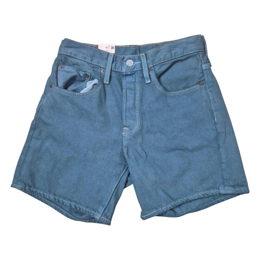 Levi's Quality Denim Mid Thigh Shorts Blue Green Size 26 NWT Irregular